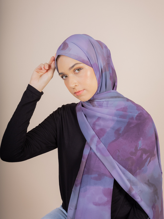 Mauve Mirage Printed Chiffon Hijab